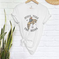 Jesus Take the Reins Western Christian Tee – Vintage Rodeo Graphic Shirt - WE203