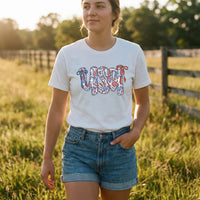 Rockledge Designs LLC Shirts & Tops Floral Coquette USA Tee – Patriotic Vintage Bow Graphic T-Shirt for 4th of July - WE503 Floral Coquette USA Tee – Patriotic Vintage Bow Graphic T-Shirt for 4th of July - WE503