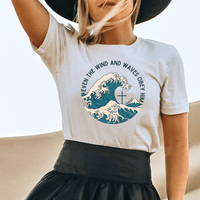 Even the Wind and Waves Obey Him Tee – Christian Faith Wave Graphic T-Shirt - SE110