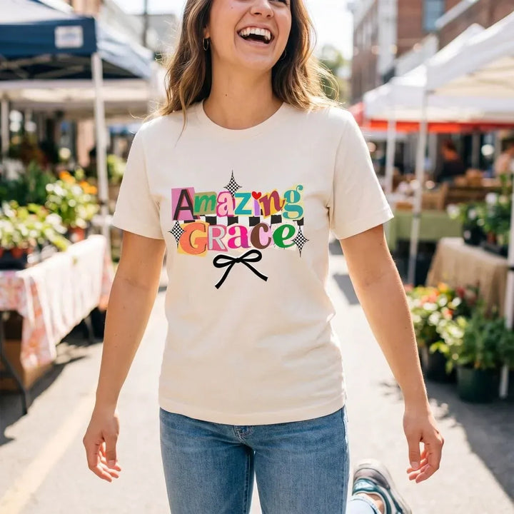 Rockledge Designs LLC Shirts & Tops Amazing Grace Graphic Tee: Colorful Christian Shirt for Women - SU402 Amazing Grace Graphic Tee: Colorful Christian Shirt for Women - SU402