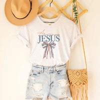 Rockledge Designs LLC Shirts & Tops America Needs Jesus Tee – Patriotic Christian Bow T-Shirt - WE401 America Needs Jesus Tee – Patriotic Christian Bow T-Shirt - WE401