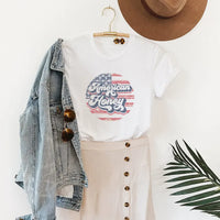 Rockledge Designs LLC Shirts & Tops American Honey Retro Patriotic Tee – Distressed USA Graphic Shirt - WE174 American Honey Retro Patriotic Tee – Distressed USA Graphic Shirt - WE174