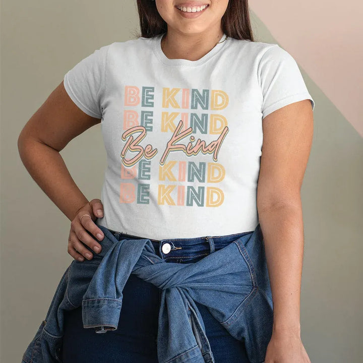 Rockledge Designs LLC Shirts & Tops Be Kind Retro Block Letter Graphic Tee – Positive Message T-Shirt - SP101 Be Kind Retro Block Letter Graphic Tee – Positive Message T-Shirt - SP101
