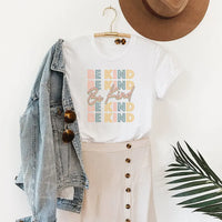 Rockledge Designs LLC Shirts & Tops Be Kind Retro Block Letter Graphic Tee – Positive Message T-Shirt - SP101 Be Kind Retro Block Letter Graphic Tee – Positive Message T-Shirt - SP101