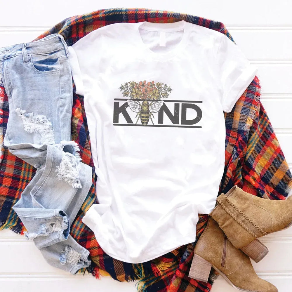 Rockledge Designs LLC Shirts & Tops Bee Kind Floral Tee Graphic T-Shirt - TY119 Bee Kind Floral Tee Graphic T-Shirt - TY119