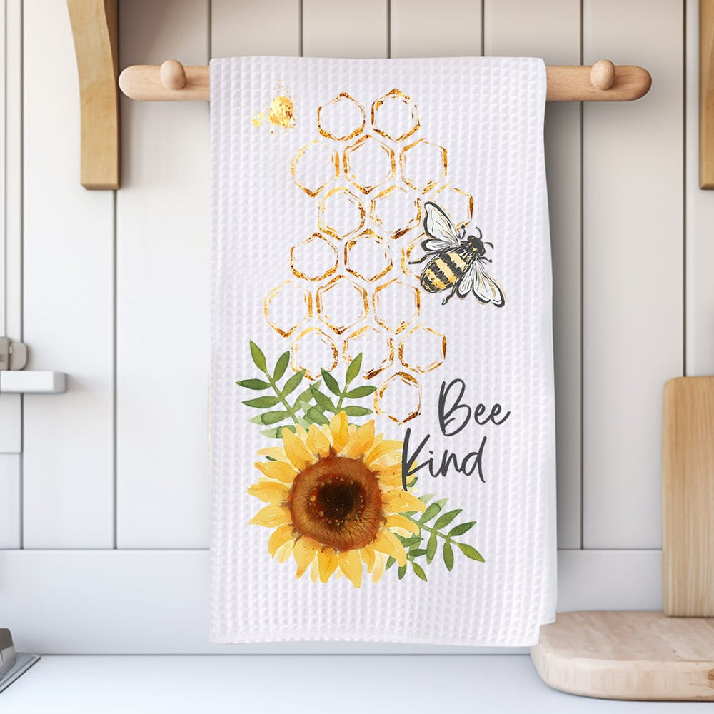 Bee Kind Kitchen Towel: Sunflower Honey Bee Gift for Nature Lovers Rockledge Designs LLC
