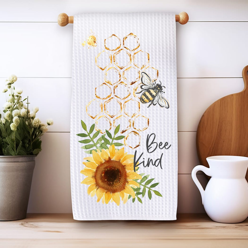 Bee Kind Kitchen Towel: Sunflower Honey Bee Gift for Nature Lovers Rockledge Designs LLC