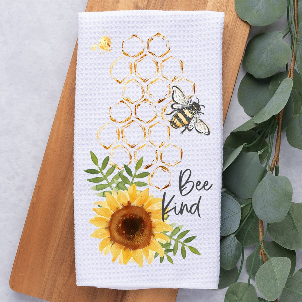 Bee Kind Kitchen Towel: Sunflower Honey Bee Gift for Nature Lovers Rockledge Designs LLC