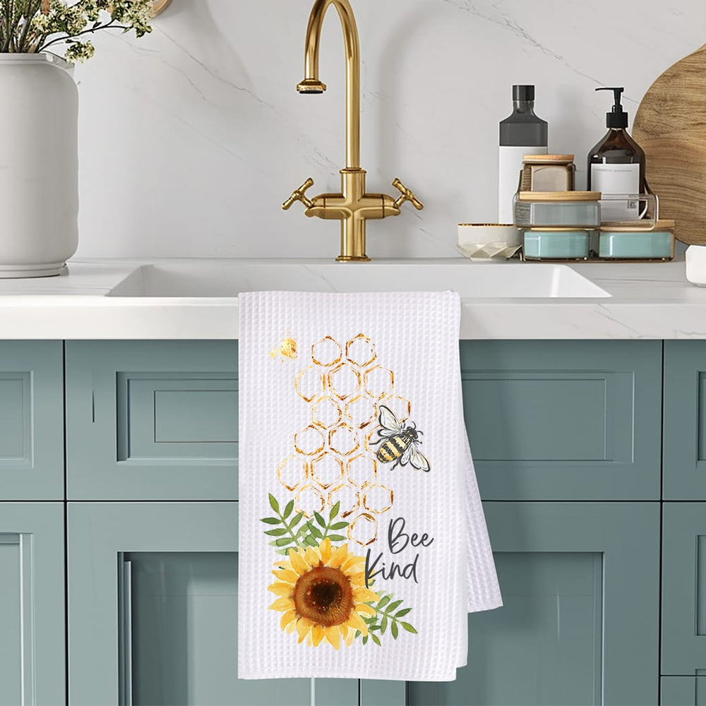 Bee Kind Kitchen Towel: Sunflower Honey Bee Gift for Nature Lovers Rockledge Designs LLC