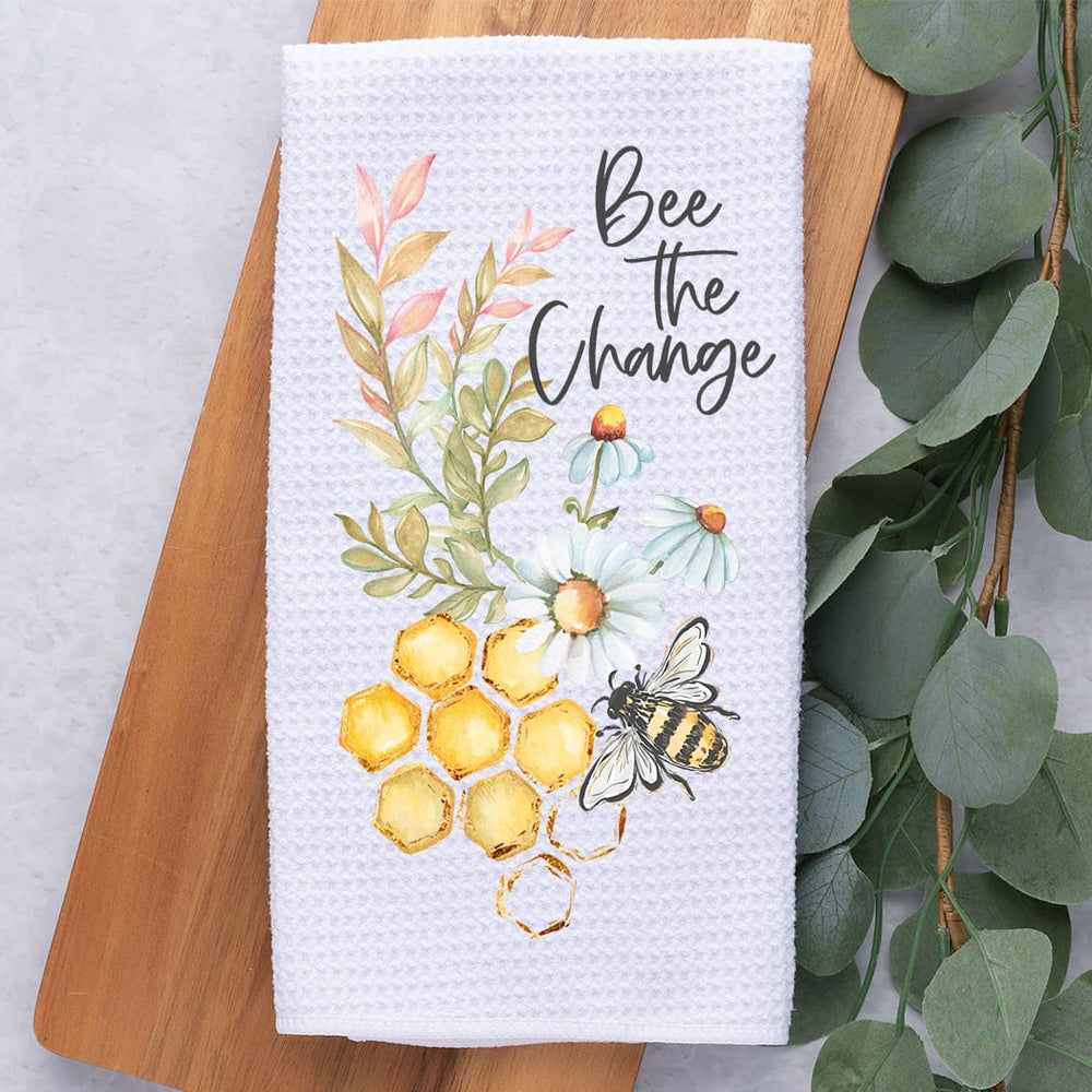 Bee The Change Kitchen Towel: Inspirational Honey Bee Gift Rockledge Designs LLC