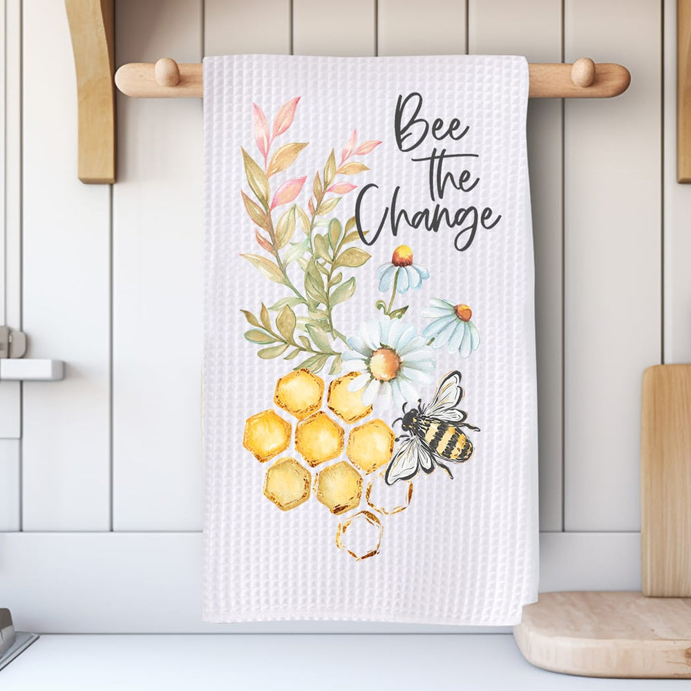Bee The Change Kitchen Towel: Inspirational Honey Bee Gift Rockledge Designs LLC