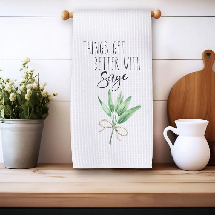 Rockledge Designs LLC Kitchen Decor Better with Sage Kitchen Hand Towel | Microfiber Waffle Weave Dish Towel Better with Sage Kitchen Hand Towel | Microfiber Waffle Weave Dish Towel