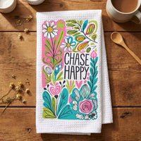 Rockledge Designs LLC Kitchen Decor Chase Happy Floral Kitchen Hand Towel | Waffle Weave Microfiber Dish Towel Chase Happy Floral Kitchen Hand Towel | Waffle Weave Microfiber Dish Towel