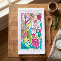 Rockledge Designs LLC Kitchen Decor Choose Joy Floral Kitchen Hand Towel | Waffle Weave Microfiber Dish Towel Choose Joy Floral Kitchen Hand Towel | Waffle Weave Microfiber Dish Towel