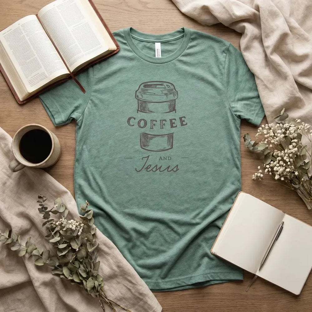 Rockledge Designs LLC Shirts & Tops Coffee and Jesus Shirt: Cozy Christian Tee for Women - SU408 Coffee and Jesus Shirt: Cozy Christian Tee for Women - SU408