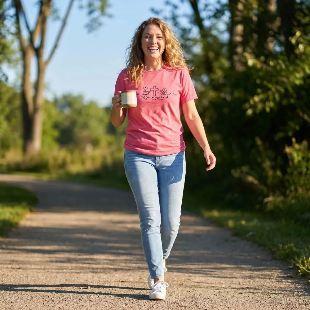 Rockledge Designs LLC Shirts & Tops Coffee in My Hand Christ in My Heart Shirt: Minimal Christian Tee - SU409 Coffee in My Hand Christ in My Heart Shirt: Minimal Christian Tee - SU409