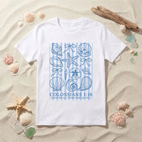 Rockledge Designs LLC Shirts & Tops Colossians 1 16 Coastal Shirt: Seashell Christian Tee for Women - SU401 Colossians 1 16 Coastal Shirt: Seashell Christian Tee for Women - SU401