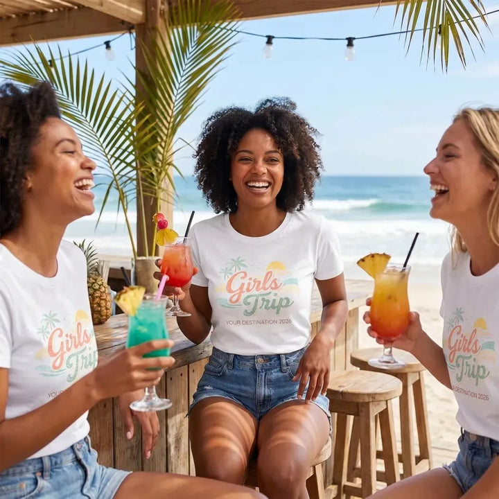 Rockledge Designs LLC Shirts & Tops Custom Coastal Girls Trip Shirt: Matching Beach Vacation Tee for Women - CU200 Custom Coastal Girls Trip Shirt: Matching Beach Vacation Tee for Women - CU200