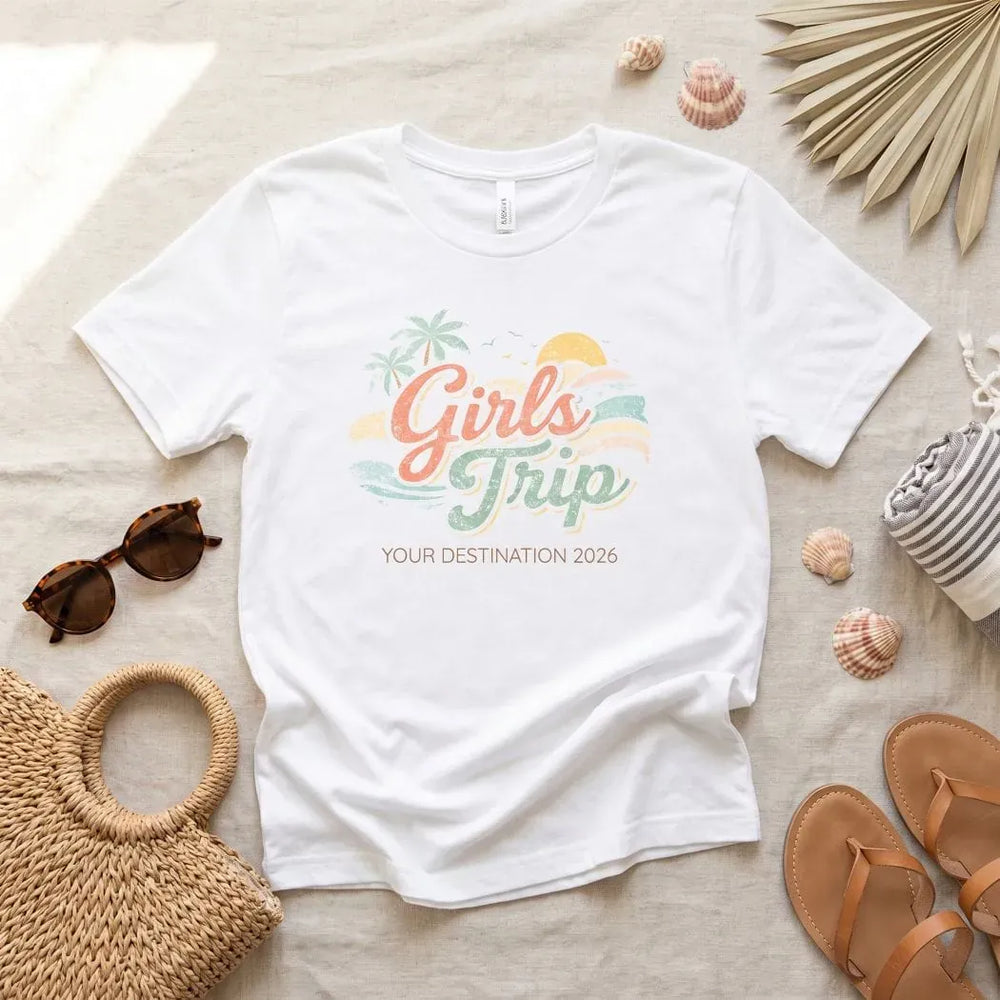 Rockledge Designs LLC Shirts & Tops Custom Coastal Girls Trip Shirt: Matching Beach Vacation Tee for Women - CU200 Custom Coastal Girls Trip Shirt: Matching Beach Vacation Tee for Women - CU200