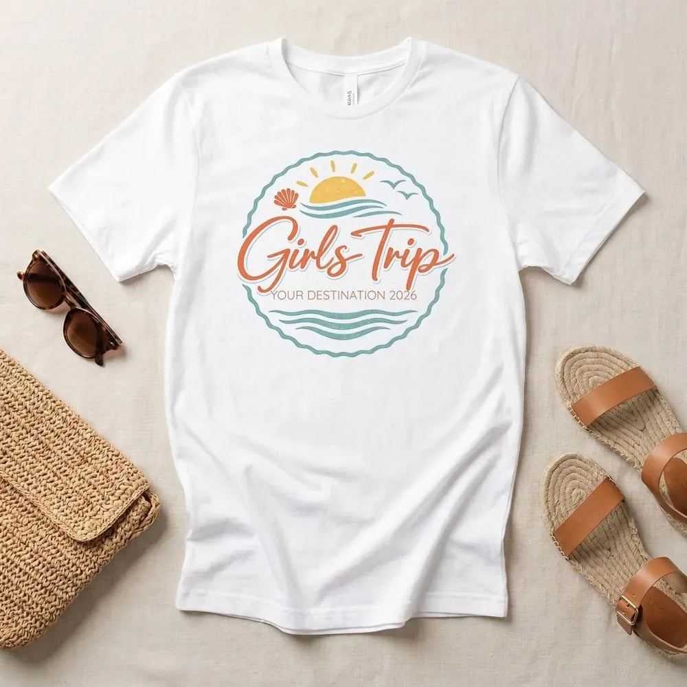 Rockledge Designs LLC Shirts & Tops Custom Coastal Girls Trip Shirt: Matching Beach Vacation Tee for Women - CU201 Custom Coastal Girls Trip Shirt: Matching Beach Vacation Tee for Women - CU201
