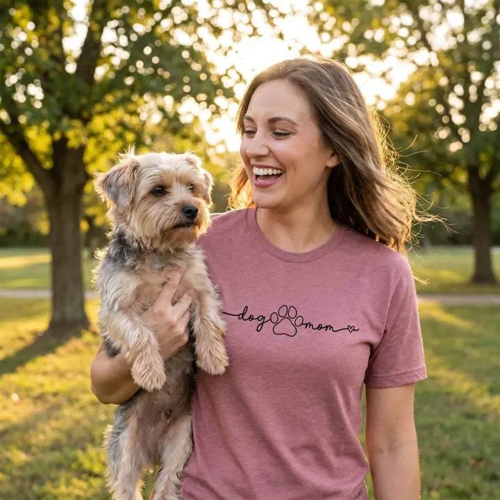 Rockledge Designs LLC Shirts & Tops Dog Mom Shirt: Cute Paw Heart Dog Lover Tee - SU411 Dog Mom Shirt: Cute Paw Heart Dog Lover Tee - SU411