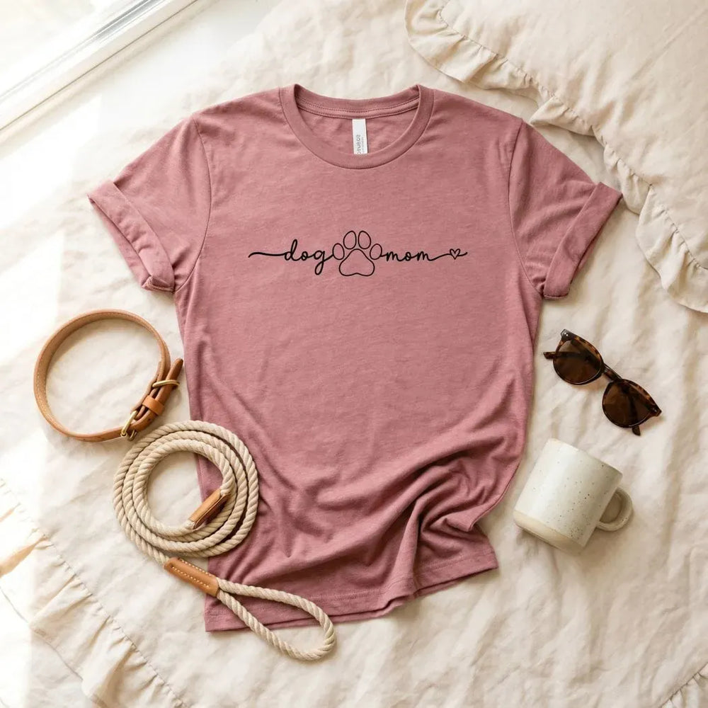 Rockledge Designs LLC Shirts & Tops Dog Mom Shirt: Cute Paw Heart Dog Lover Tee - SU411 Dog Mom Shirt: Cute Paw Heart Dog Lover Tee - SU411