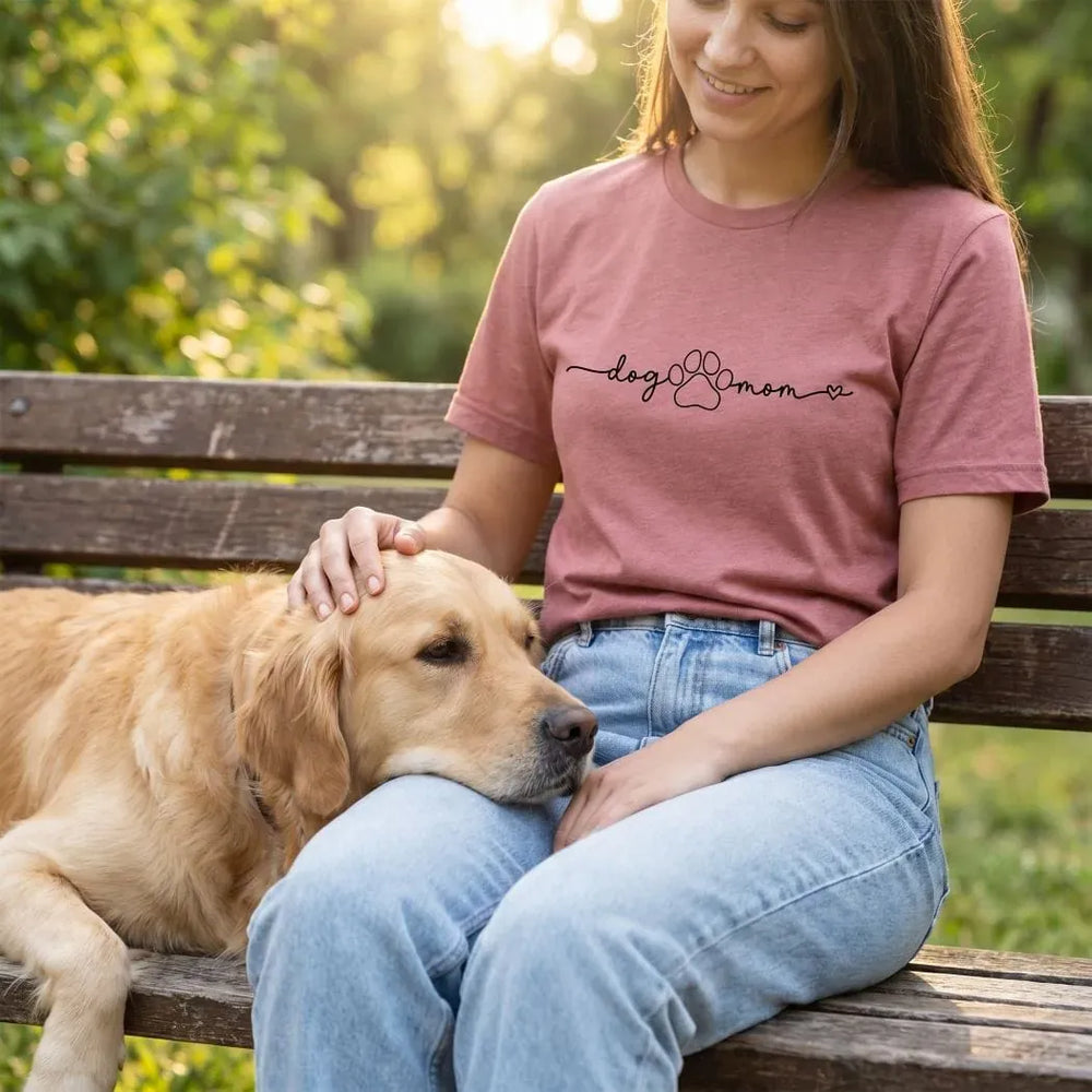Rockledge Designs LLC Shirts & Tops Dog Mom Shirt: Cute Paw Heart Dog Lover Tee - SU411 Dog Mom Shirt: Cute Paw Heart Dog Lover Tee - SU411