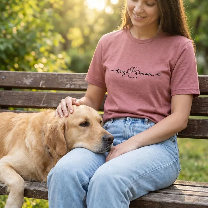 Rockledge Designs LLC Shirts & Tops Dog Mom Shirt: Cute Paw Heart Dog Lover Tee - SU411 Dog Mom Shirt: Cute Paw Heart Dog Lover Tee - SU411