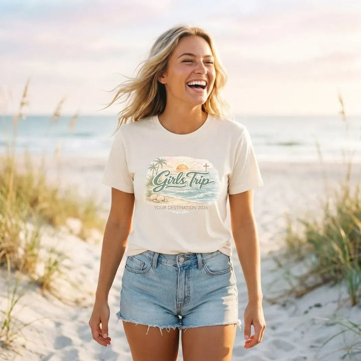 Rockledge Designs LLC Shirts & Tops Faith Based Girls Trip Shirt: Christian Beach Vacation Tee - CU204 Faith Based Girls Trip Shirt: Christian Beach Vacation Tee - CU204