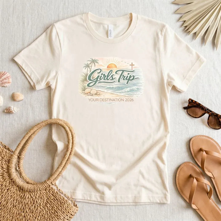 Rockledge Designs LLC Shirts & Tops Faith Based Girls Trip Shirt: Christian Beach Vacation Tee - CU204 Faith Based Girls Trip Shirt: Christian Beach Vacation Tee - CU204