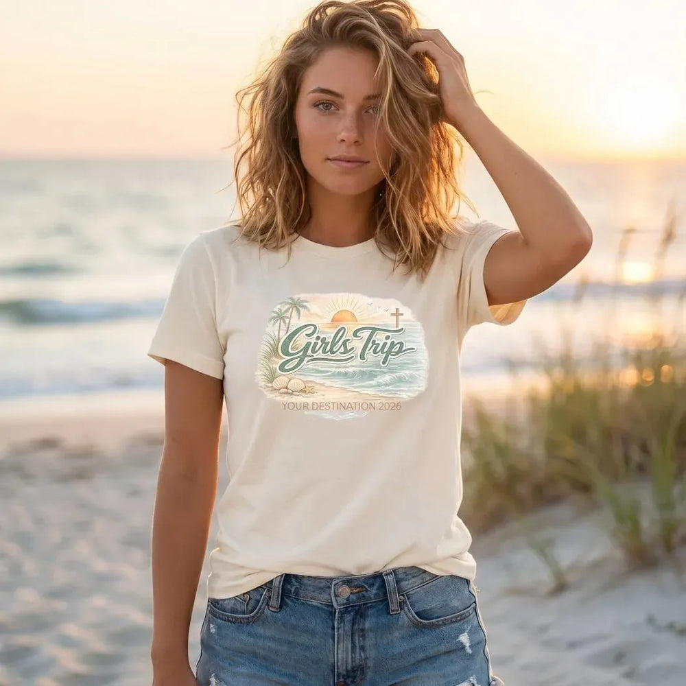 Rockledge Designs LLC Shirts & Tops Faith Based Girls Trip Shirt: Christian Beach Vacation Tee - CU204 Faith Based Girls Trip Shirt: Christian Beach Vacation Tee - CU204