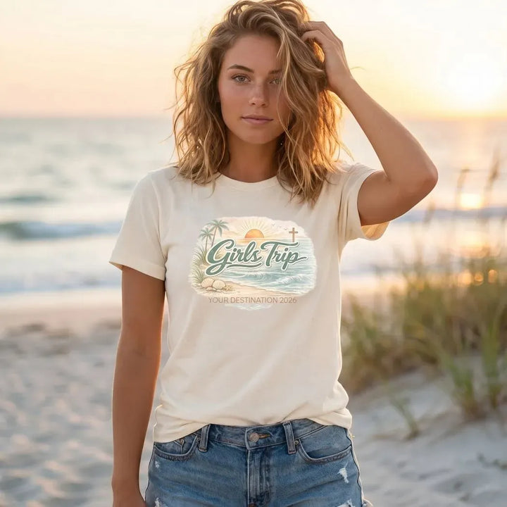 Rockledge Designs LLC Shirts & Tops Faith Based Girls Trip Shirt: Christian Beach Vacation Tee - CU204 Faith Based Girls Trip Shirt: Christian Beach Vacation Tee - CU204