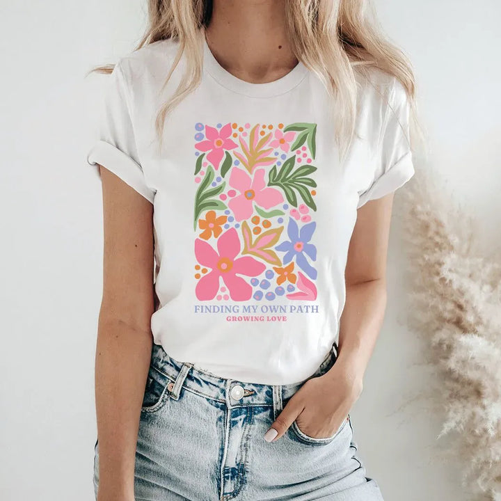 Rockledge Designs LLC Shirts & Tops Finding My Own Path Floral Tee – Inspirational Growing Love Shirt - SP417 Finding My Own Path Floral Tee – Inspirational Growing Love Shirt - SP417