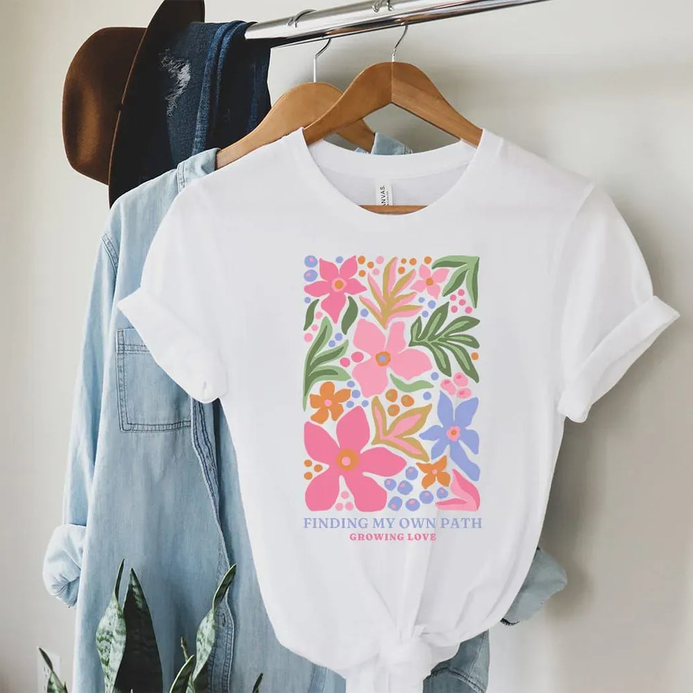 Rockledge Designs LLC Shirts & Tops Finding My Own Path Floral Tee – Inspirational Growing Love Shirt - SP417 Finding My Own Path Floral Tee – Inspirational Growing Love Shirt - SP417
