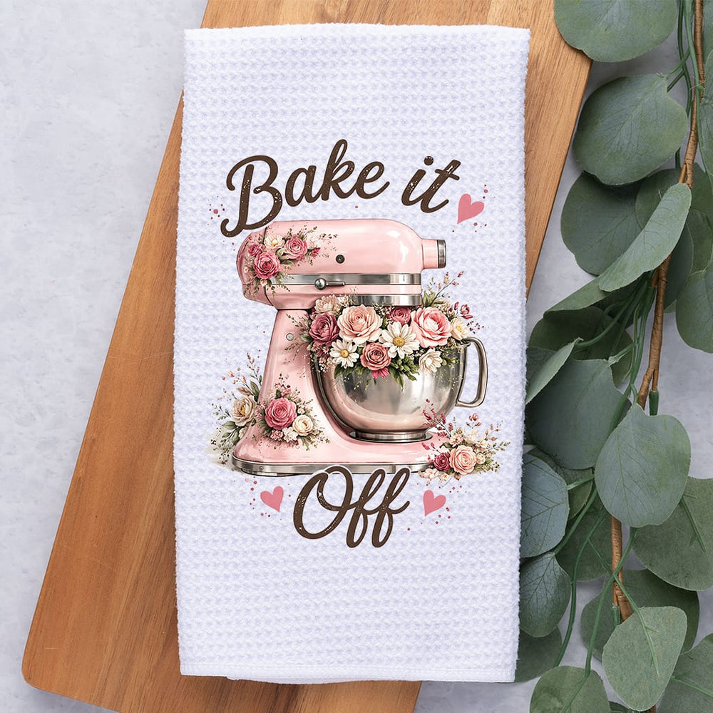 Floral Bake It Off Kitchen Towel: Stand Mixer Gift for Bakers Rockledge Designs LLC
