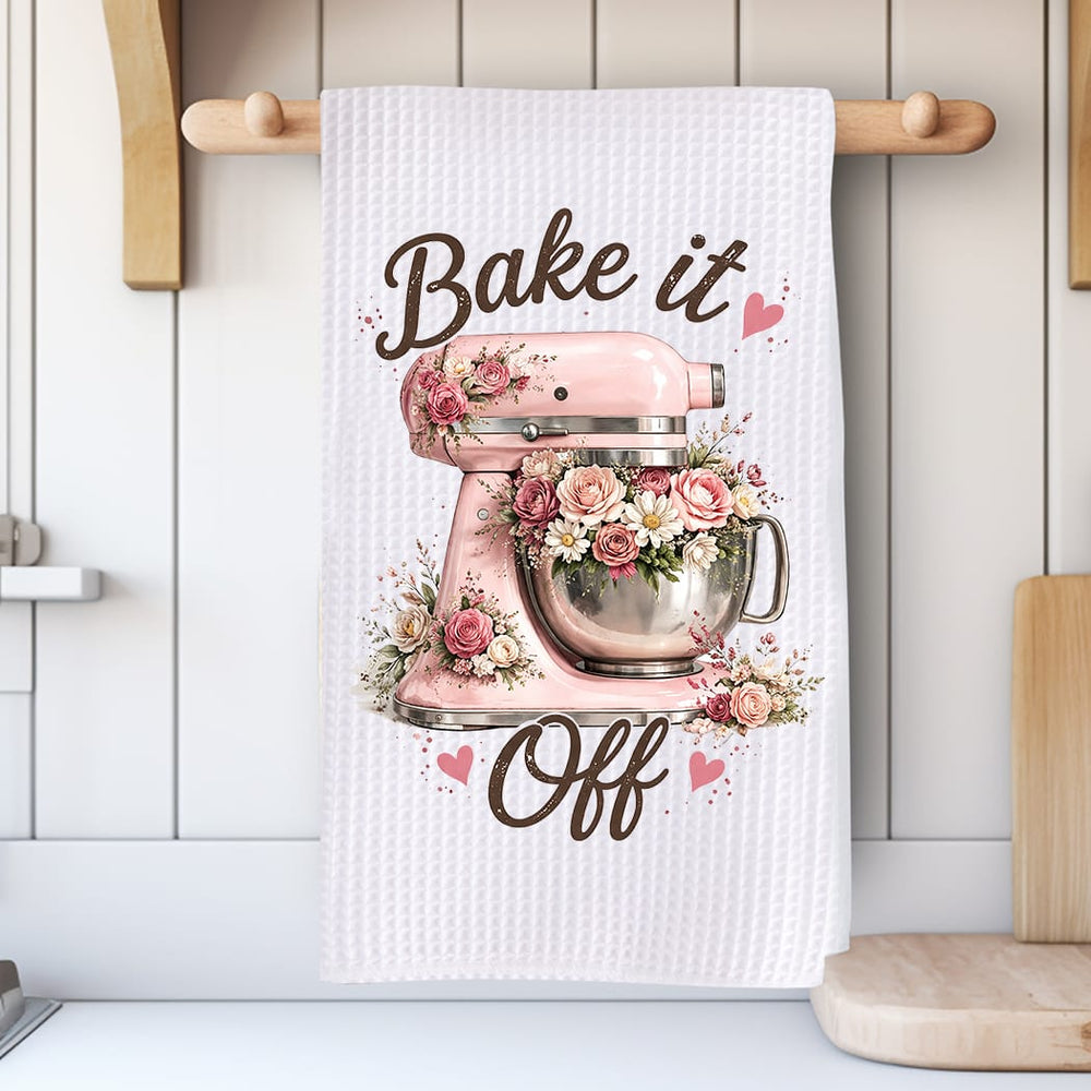 Floral Bake It Off Kitchen Towel: Stand Mixer Gift for Bakers Rockledge Designs LLC