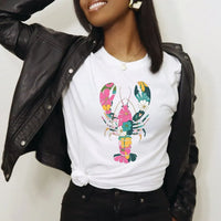 Rockledge Designs LLC Shirts & Tops Floral Lobster Graphic Tee – Coastal Boho Lobster Shirt – Colorful Beach T-Shirt - SE116 Floral Lobster Graphic Tee – Coastal Boho Lobster Shirt – Colorful Beach T-Shirt - SE116