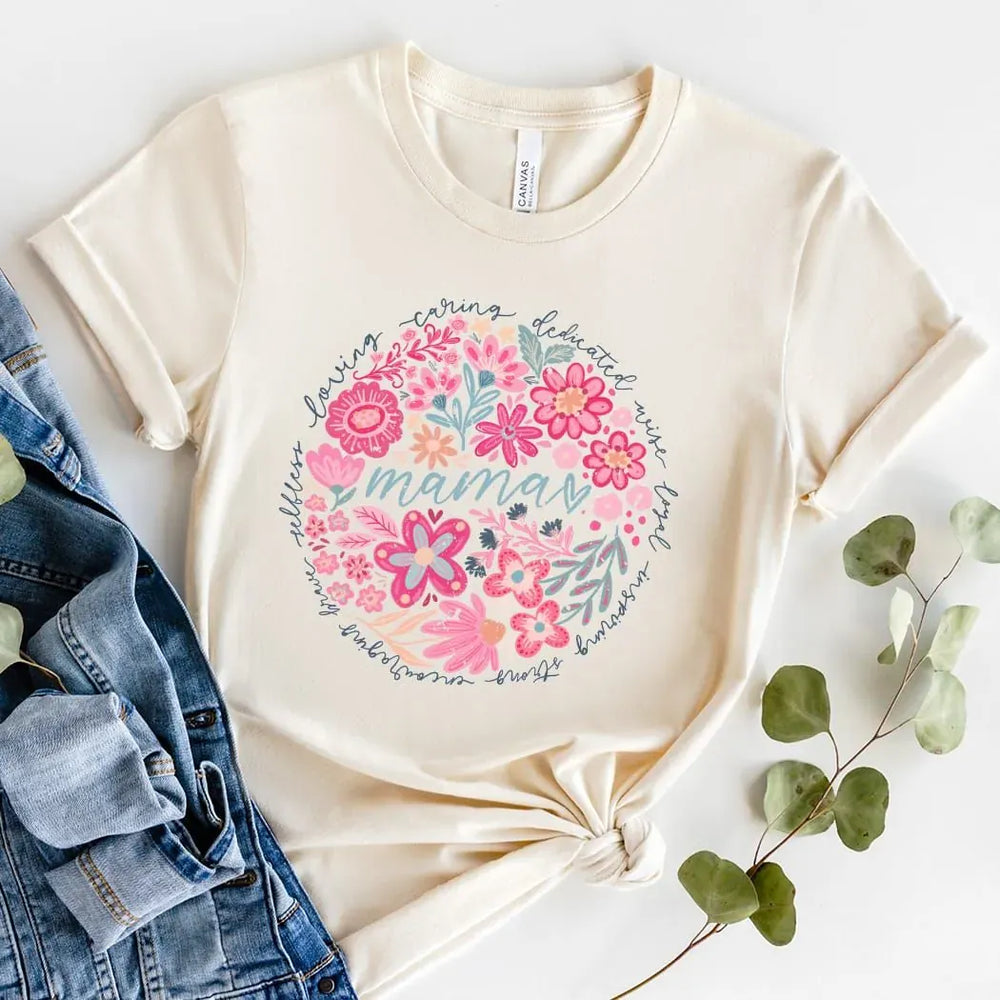 Rockledge Designs LLC Shirts & Tops Floral Mama Tee – Mother’s Day Flower Wreath Graphic T-Shirt - ML203 Floral Mama Tee – Mother’s Day Flower Wreath Graphic T-Shirt - ML203