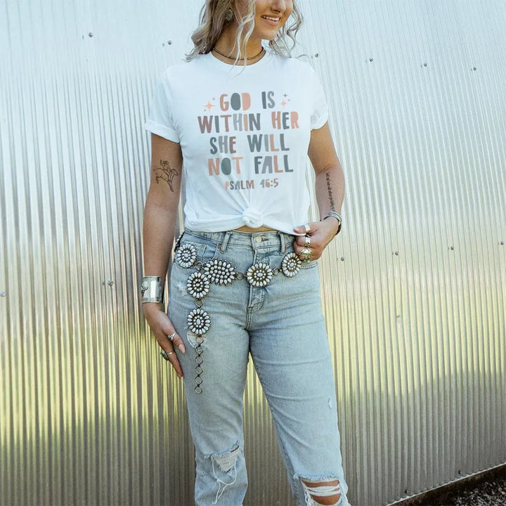 Rockledge Designs LLC Shirts & Tops God Is Within Her She Will Not Fall Tee – Psalm 46:5 Christian Women’s Inspirational Shirt - IN174 God Is Within Her She Will Not Fall Tee – Psalm 46:5 Christian Women’s Inspirational Shirt - IN174