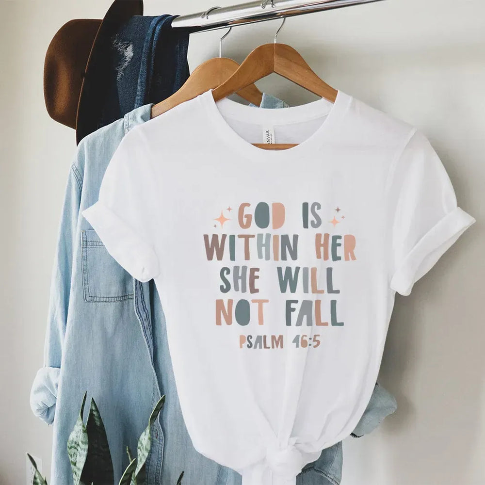 Rockledge Designs LLC Shirts & Tops God Is Within Her She Will Not Fall Tee – Psalm 46:5 Christian Women’s Inspirational Shirt - IN174 God Is Within Her She Will Not Fall Tee – Psalm 46:5 Christian Women’s Inspirational Shirt - IN174
