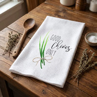 Rockledge Designs LLC Kitchen Decor Good Chives Only Kitchen Hand Towel | Microfiber Waffle Weave Dish Towel Good Chives Only Kitchen Hand Towel | Microfiber Waffle Weave Dish Towel