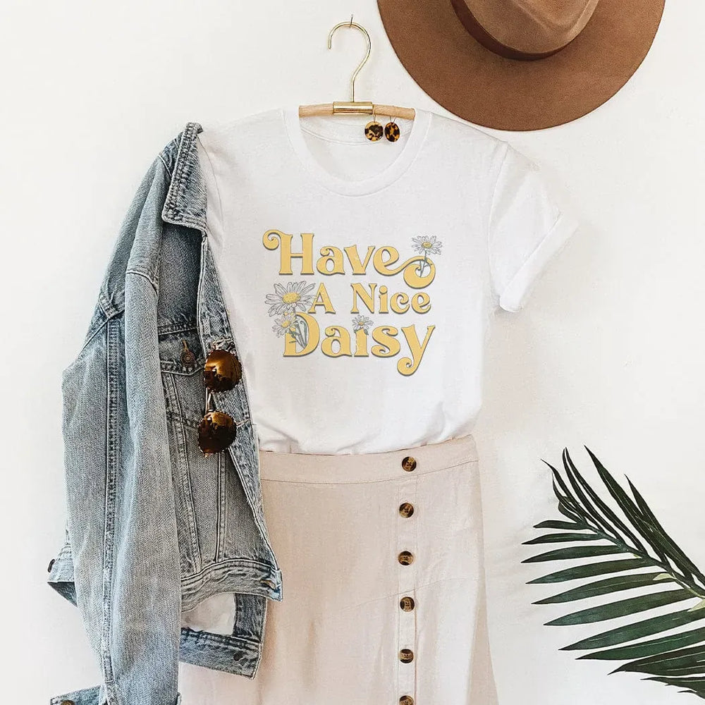 Rockledge Designs LLC Shirts & Tops Have a Nice Daisy Graphic Tee – Retro Floral Positive Message Shirt - SP112 Have a Nice Daisy Graphic Tee – Retro Floral Positive Message Shirt - SP112