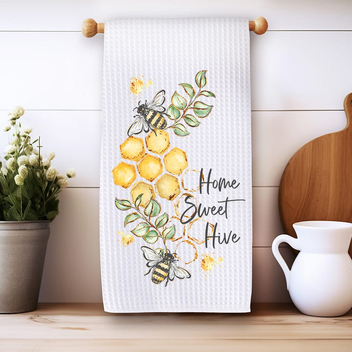Home Sweet Hive Kitchen Towel: Honey Bee Farmhouse Decor Gift Rockledge Designs LLC