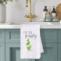 Rockledge Designs LLC Kitchen Decor I Beg Your Parsley Kitchen Hand Towel | Microfiber Waffle Weave Dish Towel I Beg Your Parsley Kitchen Hand Towel | Microfiber Waffle Weave Dish Towel