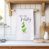 Rockledge Designs LLC Kitchen Decor I Beg Your Parsley Kitchen Hand Towel | Microfiber Waffle Weave Dish Towel I Beg Your Parsley Kitchen Hand Towel | Microfiber Waffle Weave Dish Towel