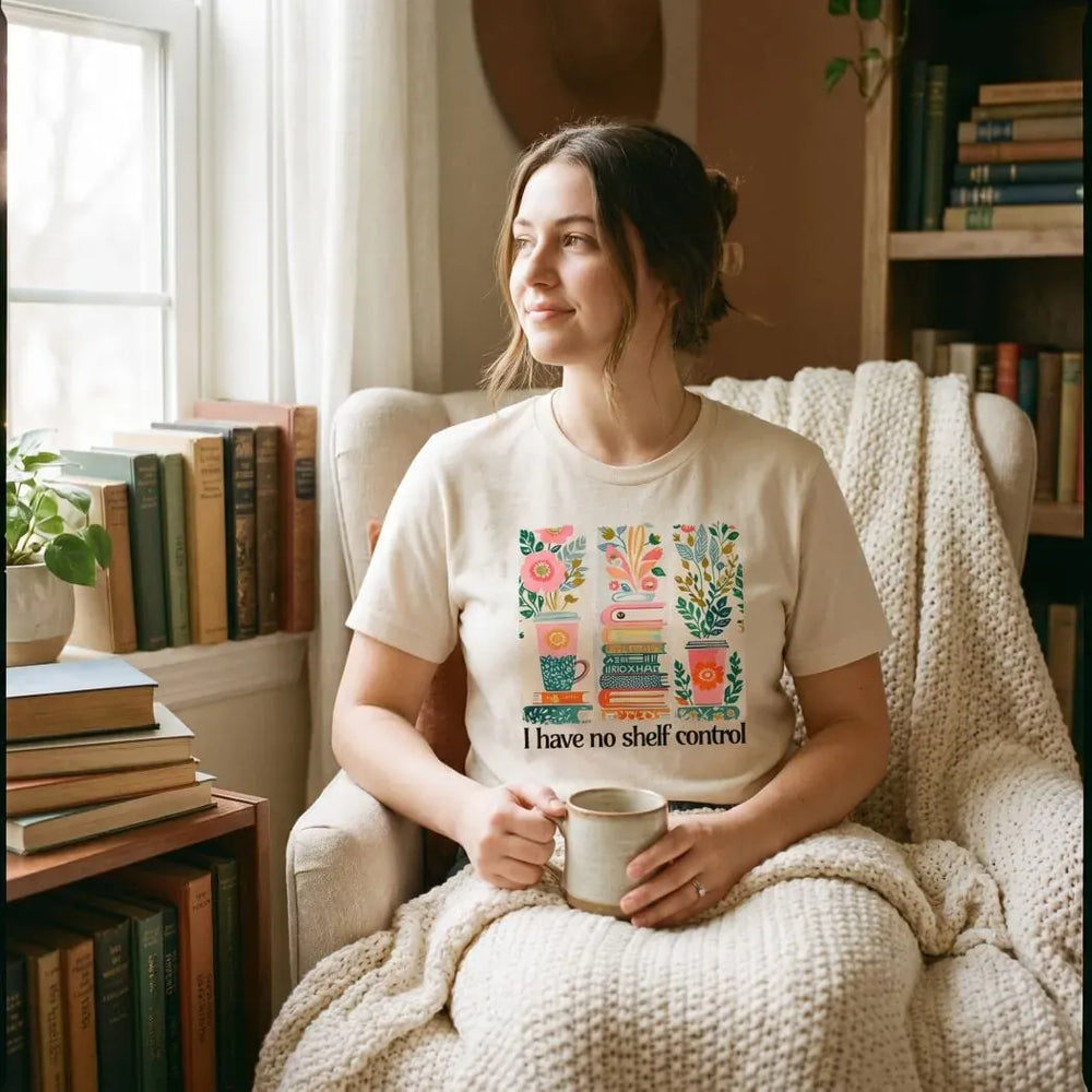 Rockledge Designs LLC Shirts & Tops I Have No Shelf Control Shirt: Cute Book Lover Tee - SU417 I Have No Shelf Control Shirt: Cute Book Lover Tee - SU417