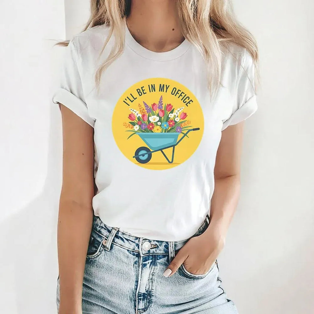 Rockledge Designs LLC Shirts & Tops I’ll Be in My Office Gardening Graphic T-Shirt – Wheelbarrow Floral Tee - SP903 I’ll Be in My Office Gardening Graphic T-Shirt – Wheelbarrow Floral Tee - SP903