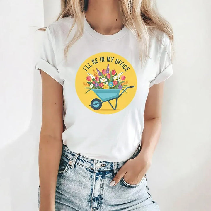 Rockledge Designs LLC Shirts & Tops I’ll Be in My Office Gardening Graphic T-Shirt – Wheelbarrow Floral Tee - SP903 I’ll Be in My Office Gardening Graphic T-Shirt – Wheelbarrow Floral Tee - SP903