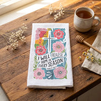 Rockledge Designs LLC Kitchen Decor I Will Praise Him Floral Christian Kitchen Hand Towel | Waffle Weave Microfiber Dish Towel I Will Praise Him Floral Christian Kitchen Hand Towel | Waffle Weave Microfiber Dish Towel