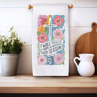 Rockledge Designs LLC Kitchen Decor I Will Praise Him Floral Christian Kitchen Hand Towel | Waffle Weave Microfiber Dish Towel I Will Praise Him Floral Christian Kitchen Hand Towel | Waffle Weave Microfiber Dish Towel